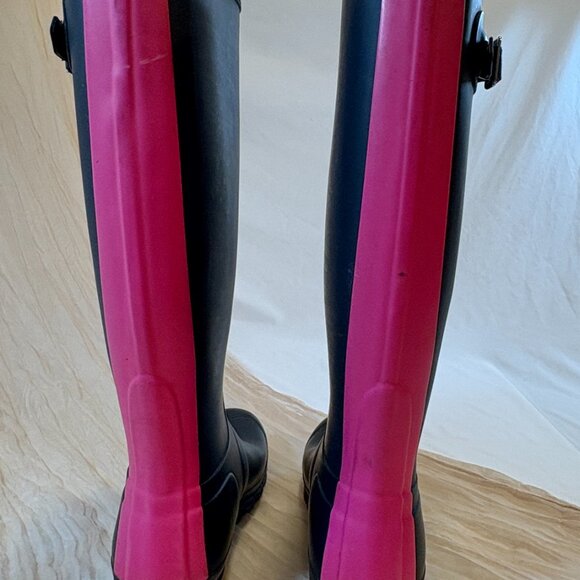 Hunter Women's Original Tall Rain Boots Black Pink (Matte) Size 8 - Picture 3 of 8